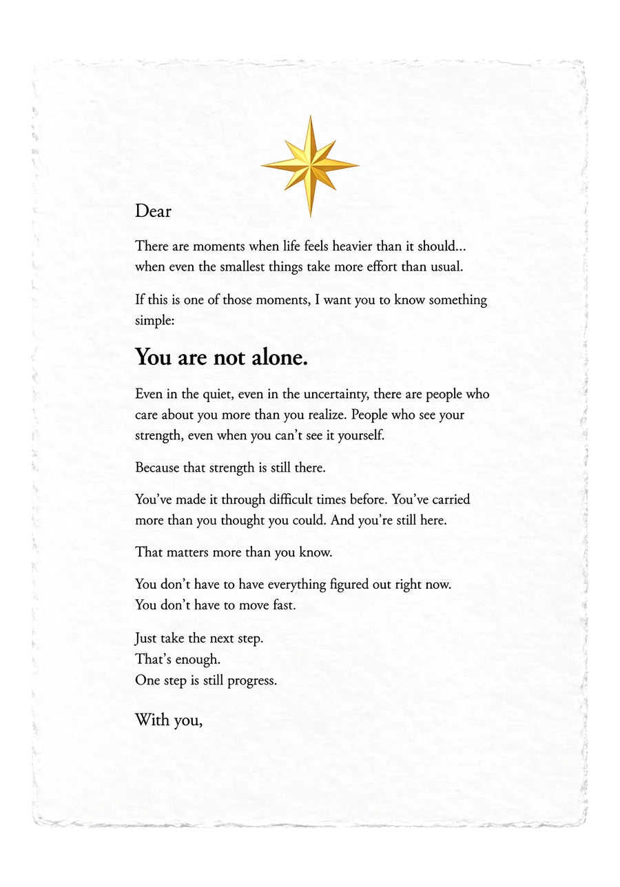Encouragement Letter — on white handmade paper