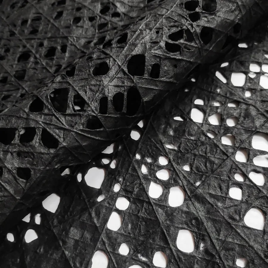 Black Handmade Fishnet Mulberry Paper — handmade paper sheet