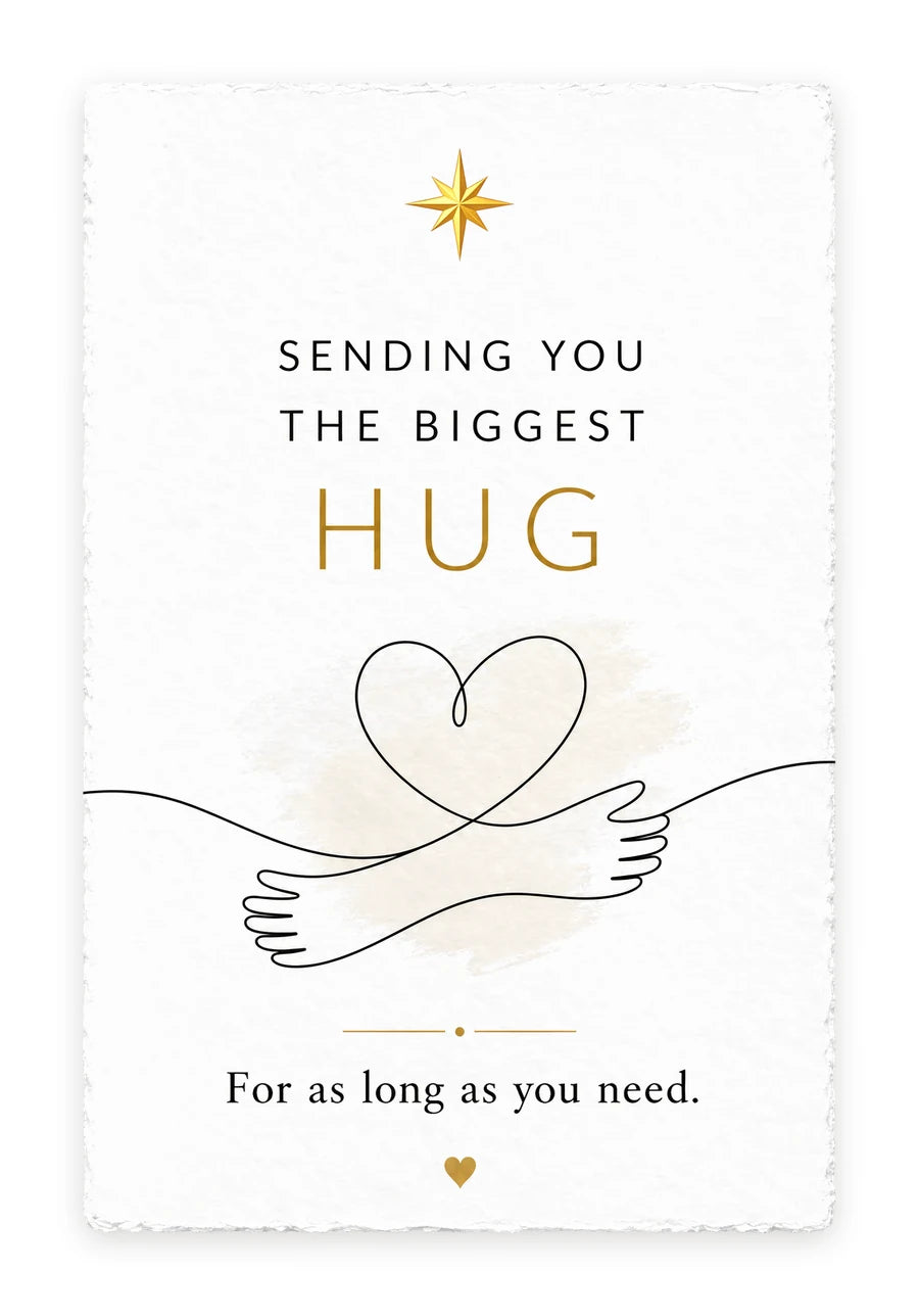 HUG — on white handmade paper