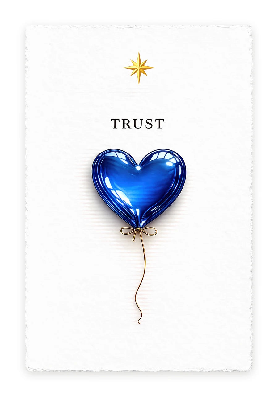 TRUST — on white handmade paper — full view