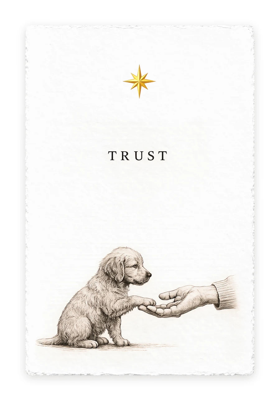 TRUST (Dog) — on white handmade paper