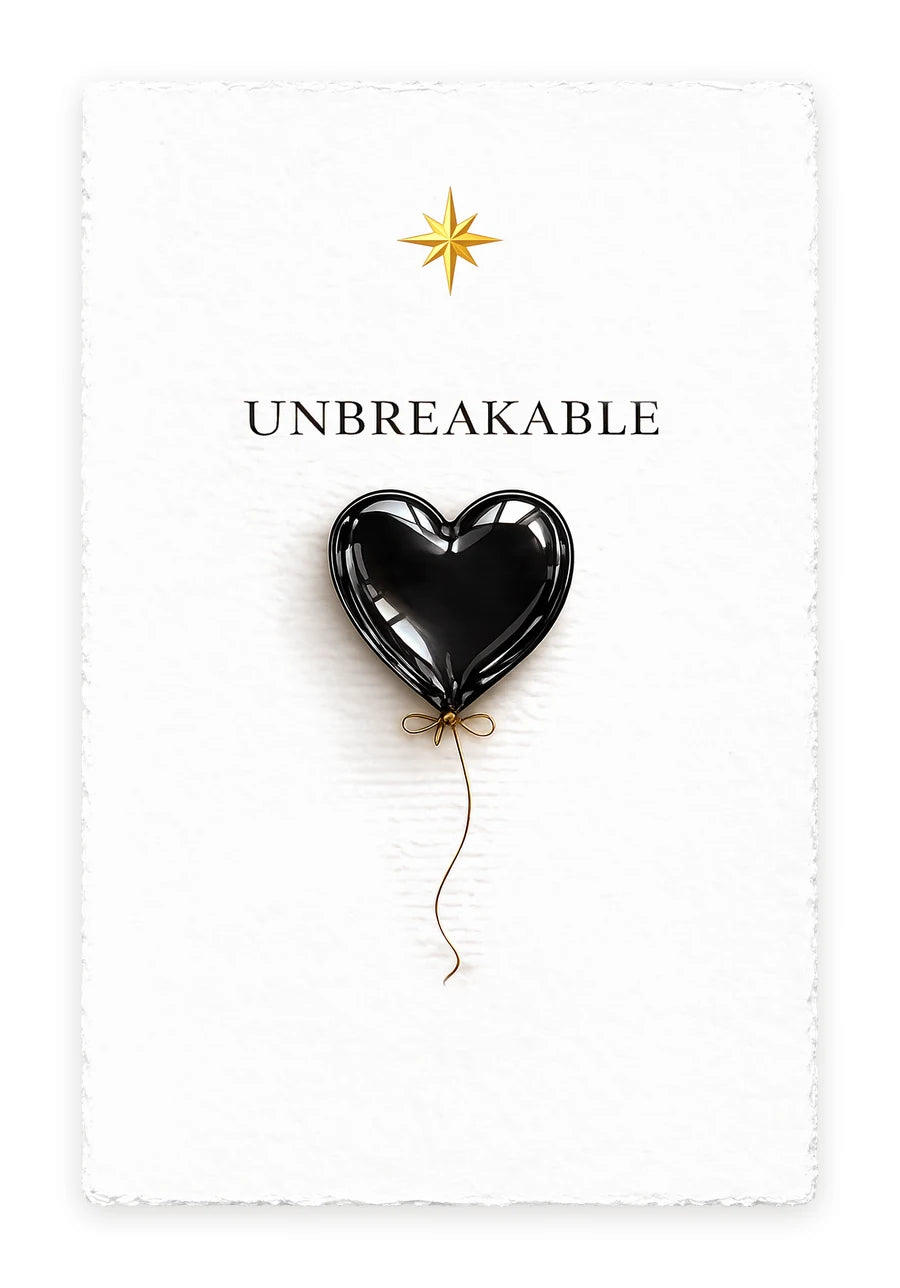 UNBREAKABLE — on white handmade paper