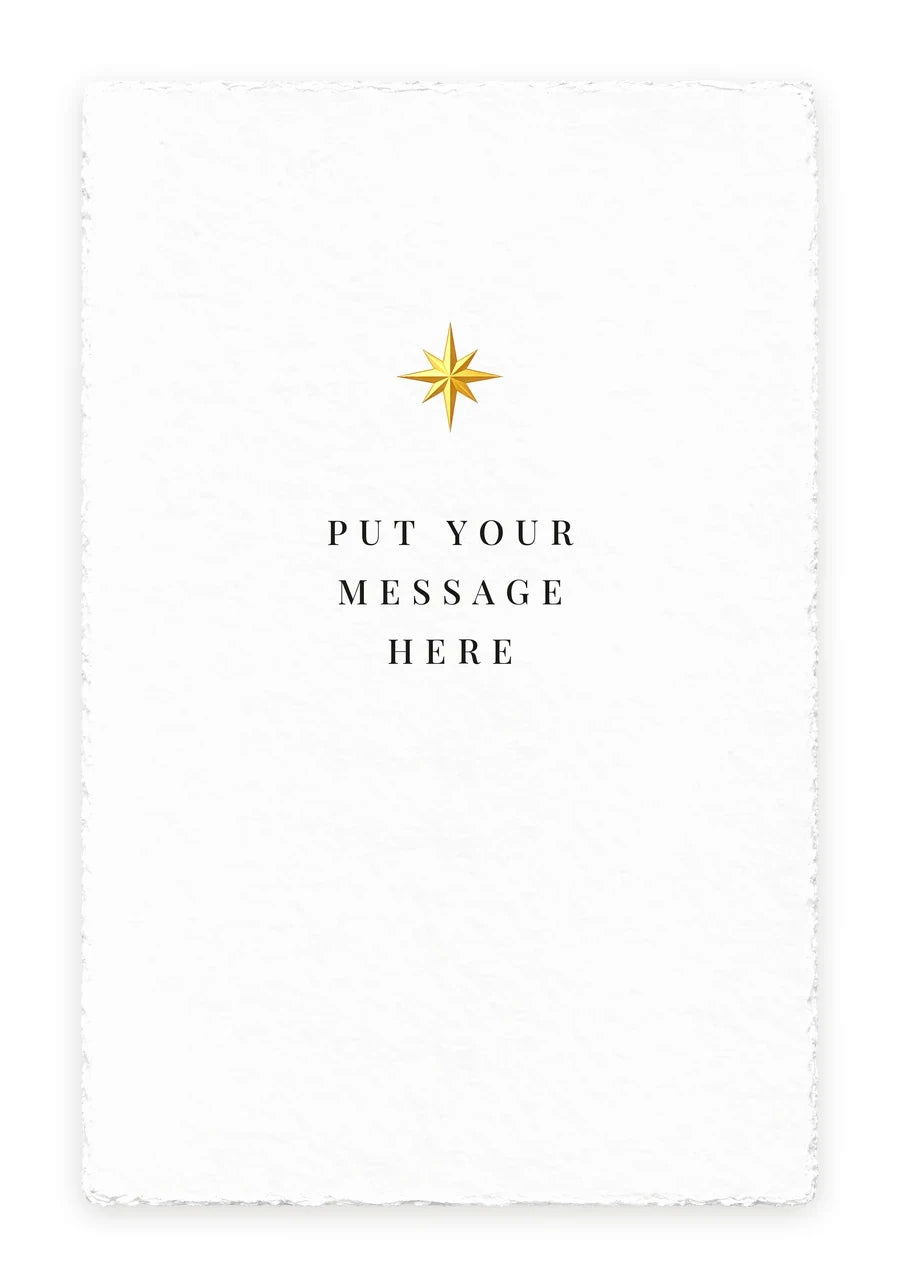 Custom One-Liner Card — on white handmade paper — full view