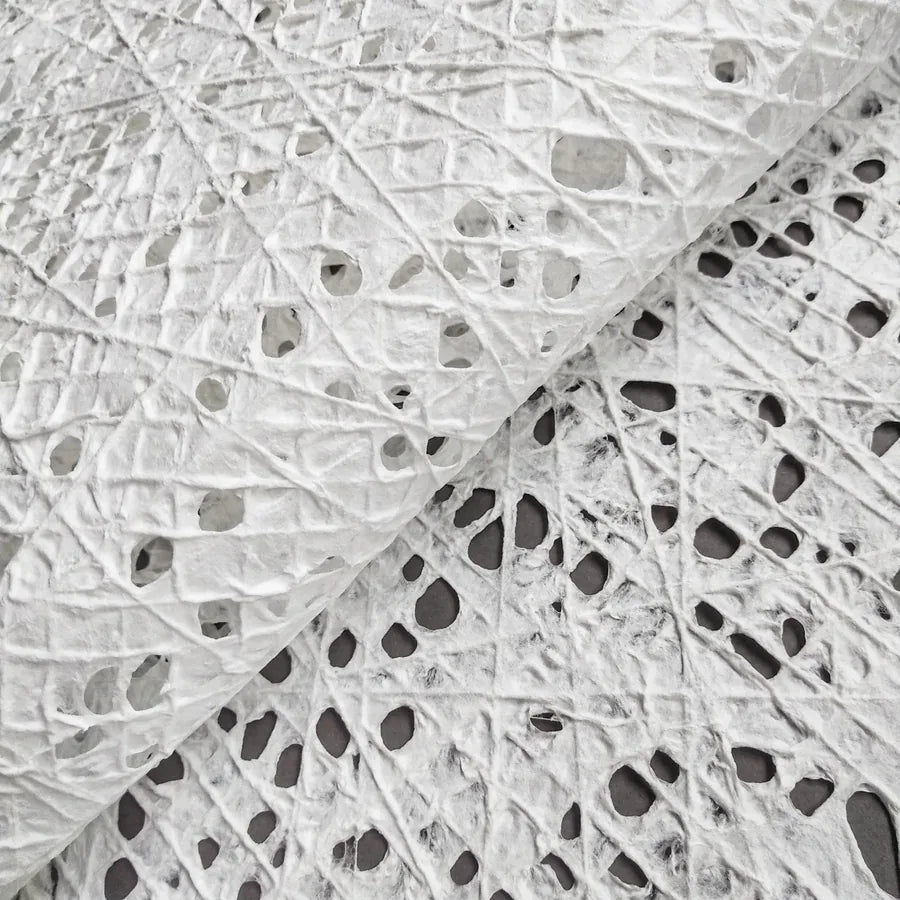 White Handmade Fishnet Mulberry Paper — handmade paper sheet