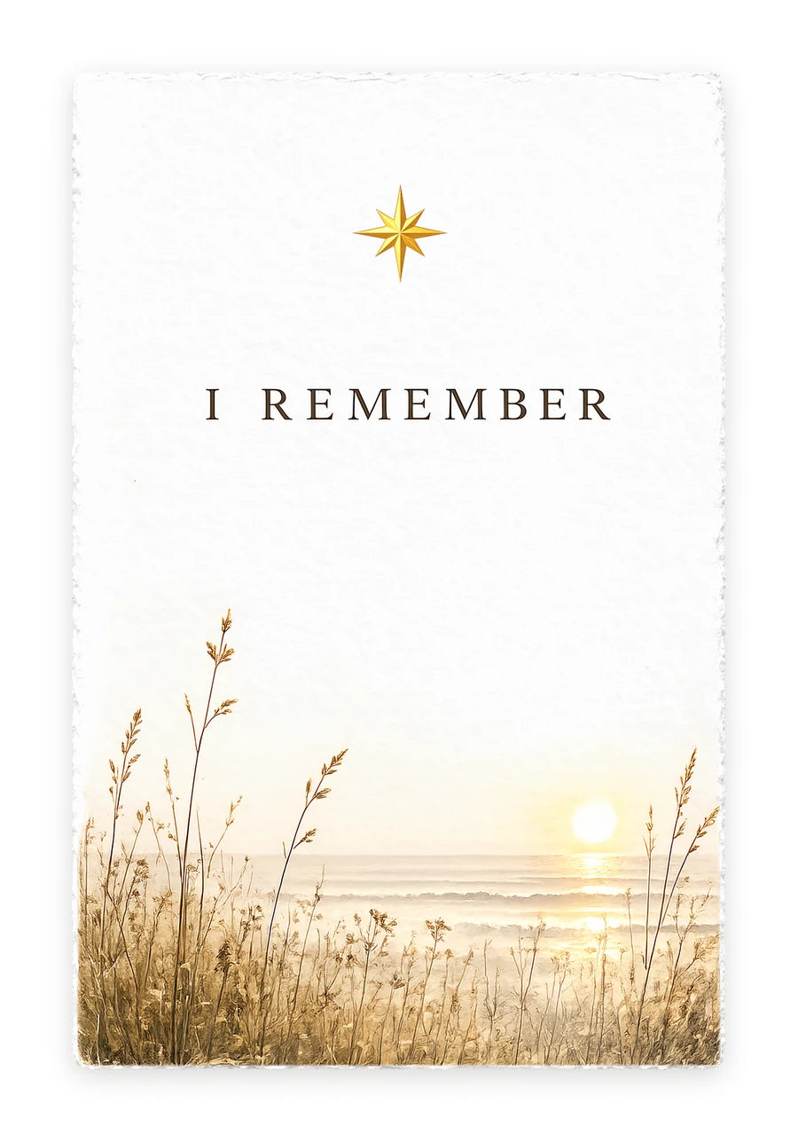 I REMEMBER — on white handmade paper