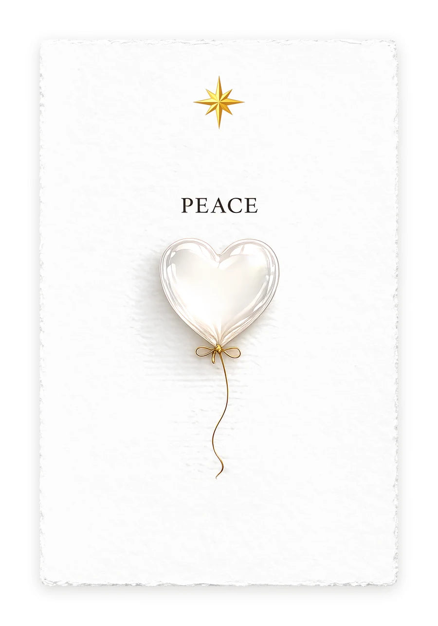 PEACE — on white handmade paper