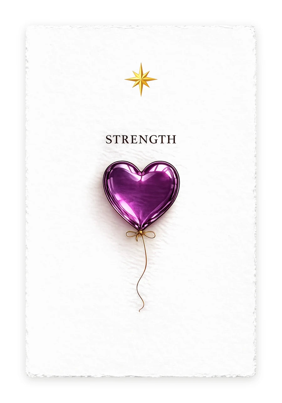 STRENGTH — on white handmade paper — full view