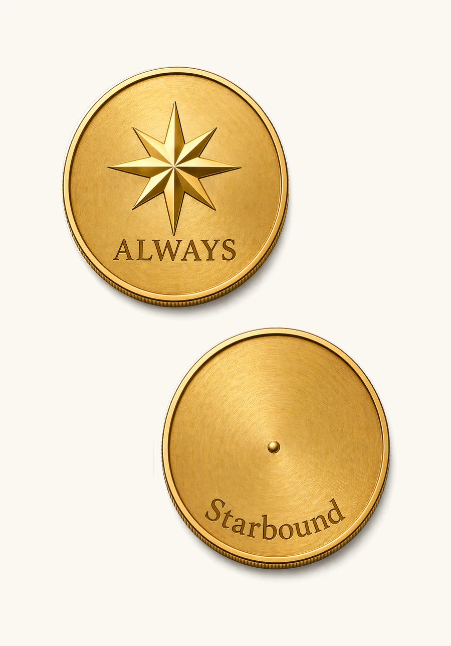 ALWAYS Coin — front (Starbound star) and back (Starbound)