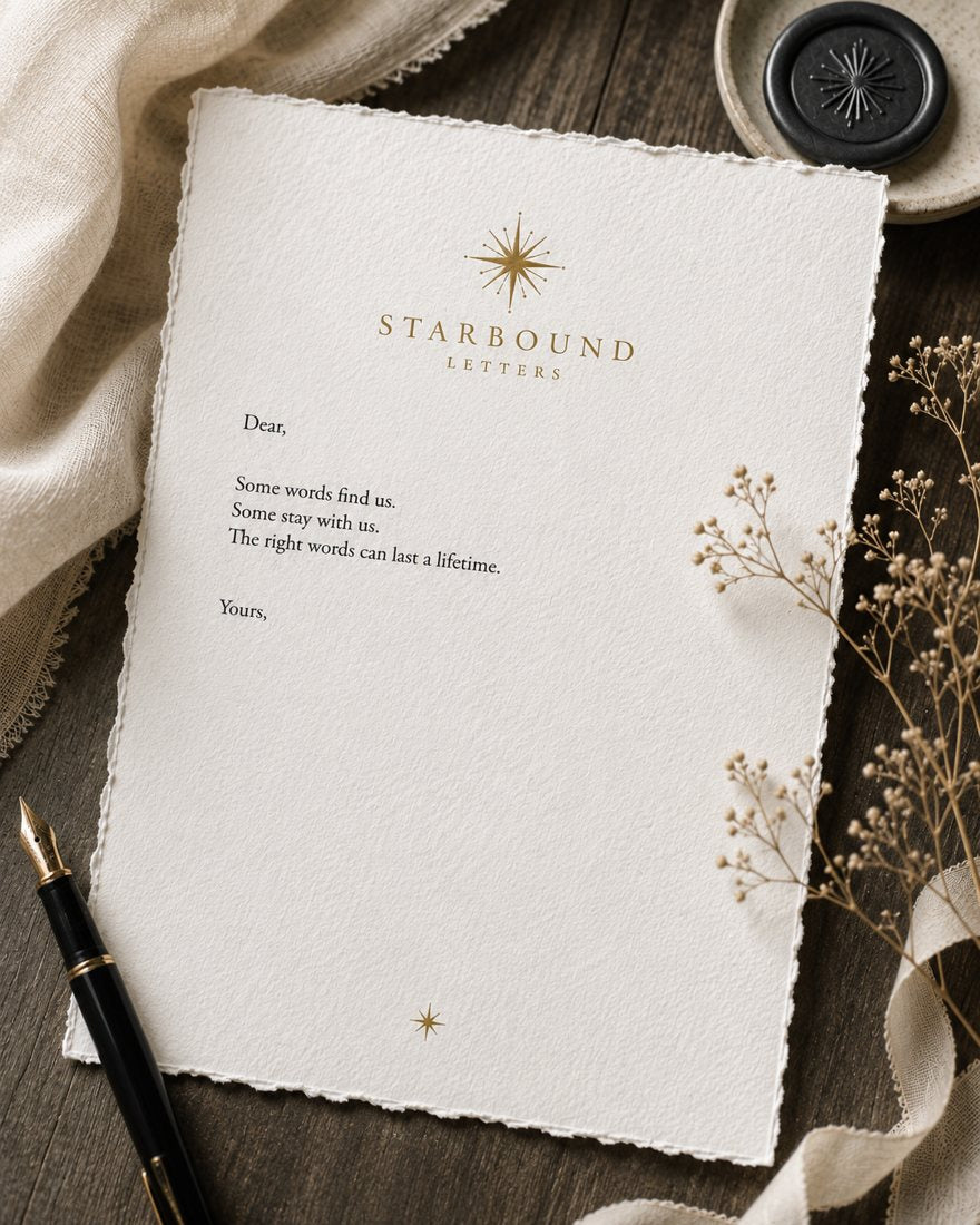 Personalized Starbound letter on handmade deckle-edge paper