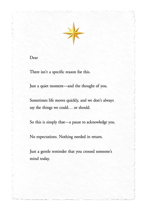 Reaching Out Letter — printed on white handmade paper with deckle edges