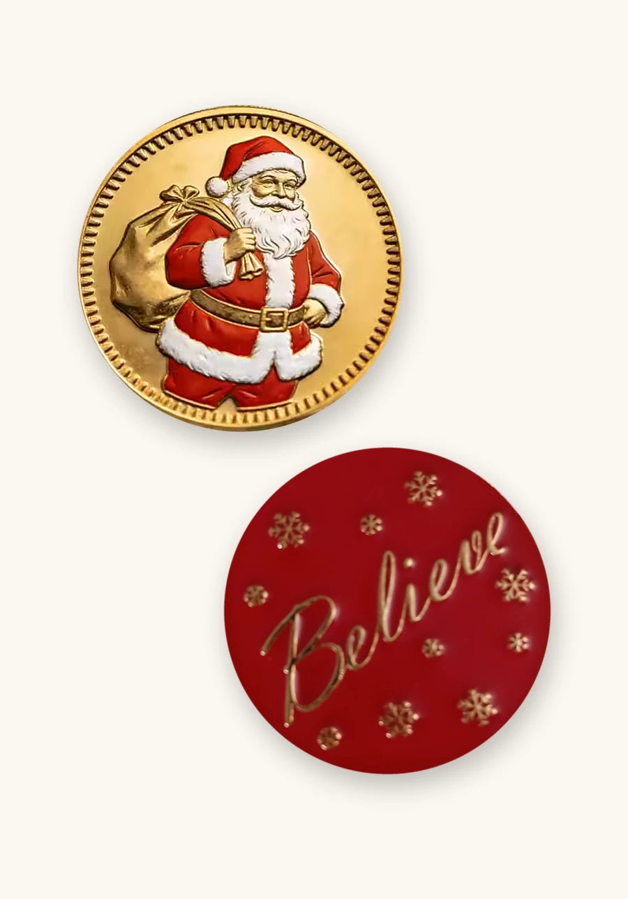 Santa Coin — front (Santa Claus) and back (Believe)