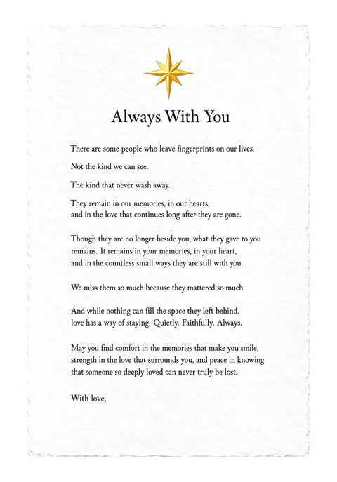 Sympathy Letter — printed on white handmade paper with deckle edges