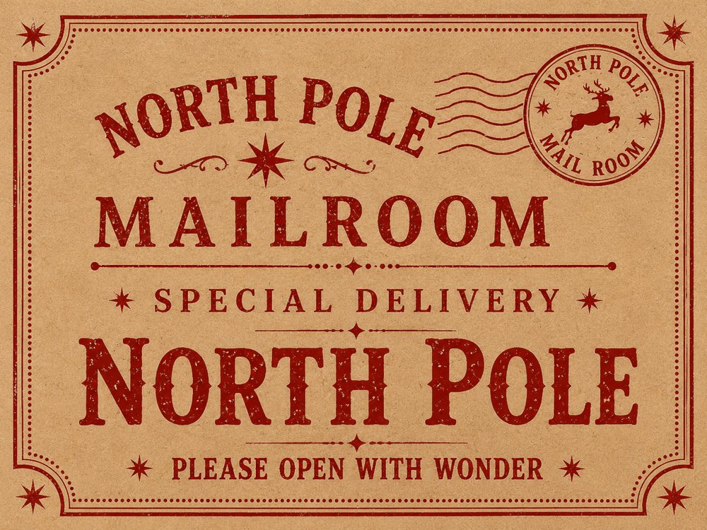 North Pole Mailroom kraft mailer